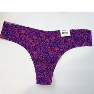 SPANX Vibrant Purple Thong with Pink Graphics